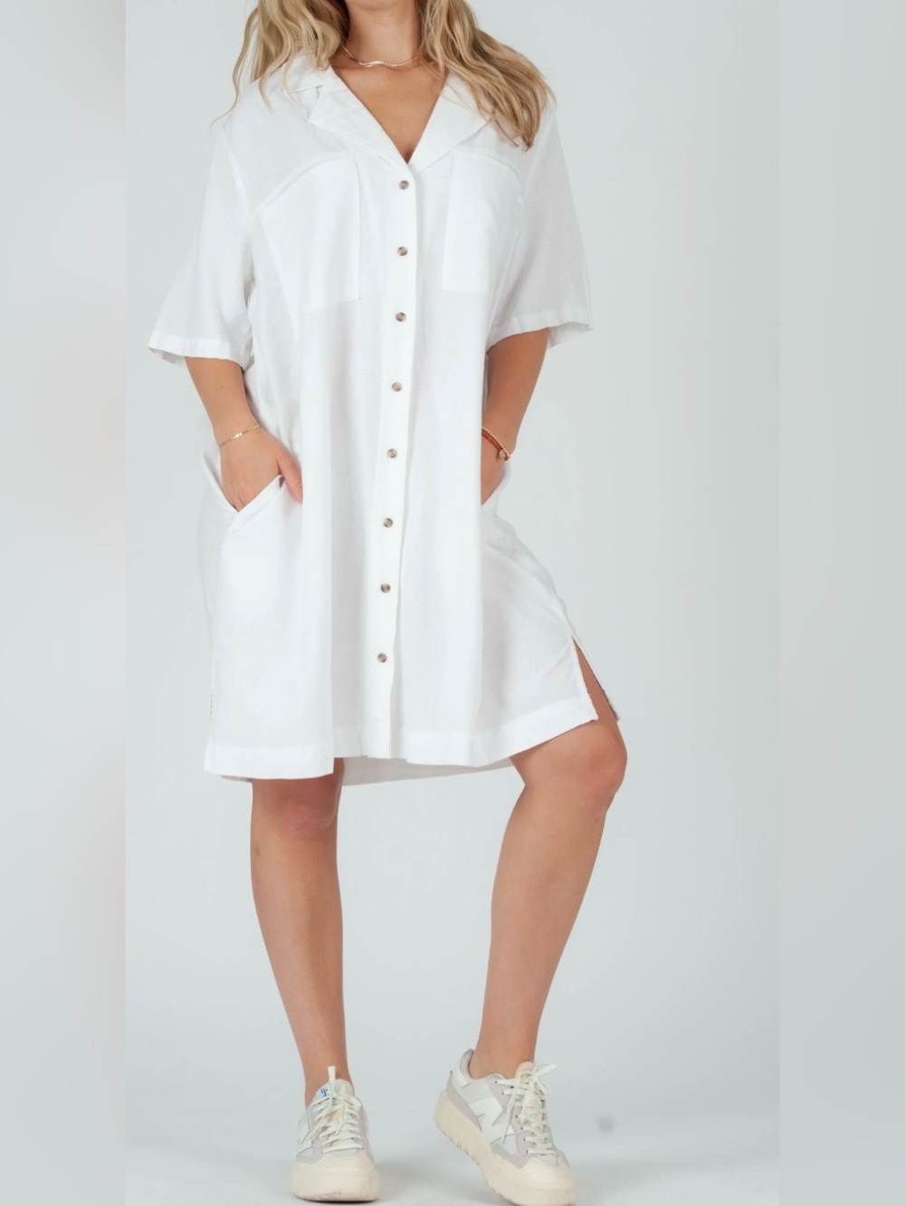 Universal Threads White Button Down Shirt Dress Size Large NWOT
